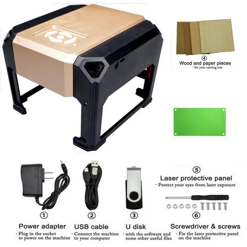 3000MW Laser Engraving Machine Wood Router Laser Cutter DIY Print Mini Lettering Machine Custom Logo 80*80mm Big Working Area