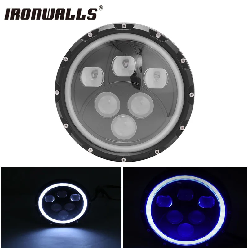 

Ironwalls 7" Motorcycle LED Projector Headlight With DRL 60W 4000LM 12V 24V Hi-Lo Beam Head Lamp For Harley Jeep Wrangler JK