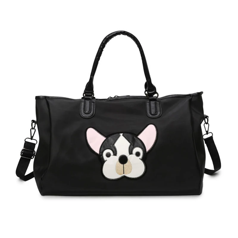 

Wobag Women Waterproof Travel Bag Oxford Dog Head Pattern Unisex Travel Duffel Bag New Lady Large Capacity Luggage Bag