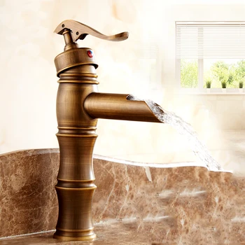 

New Style Basin Faucets Bamboo Antique Bathroom Taps Sink Bath Vanity Waterfall Washbasin Deck Mounted Home Decorative