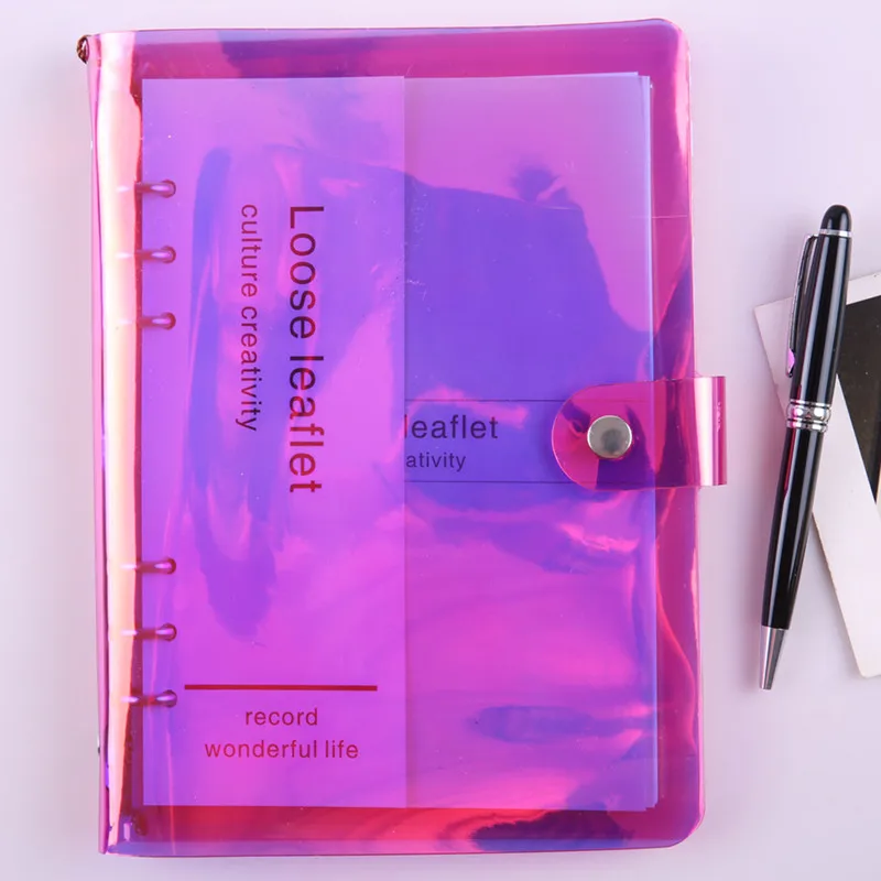 Лазерный ослепляющий ПВХ спиральный блокнот на подкладке, в горошек, пустая сетка, бумажный дневник, альбом для рисования, школьные принадлежности, канцелярский магазин - Цвет: B-purple