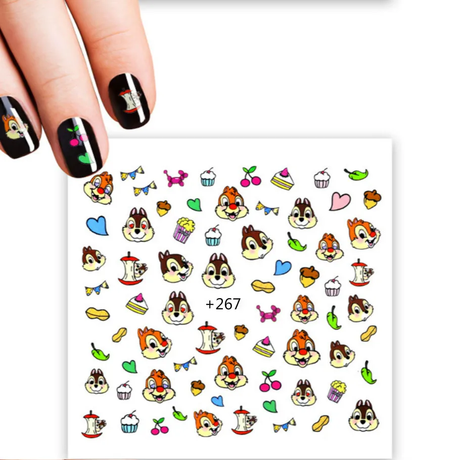 

1Pcs Nail Sticker Cartoon Squinsfer False Nail Tips Clear Black Fan Finger Nail Art Display Practice Acrylic UV Gel Polish Tool