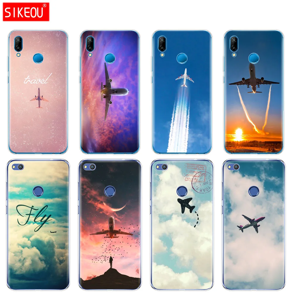 Силиконовый чехол для телефона Huawei P20 P7 P8 P9 P10 Lite Plus Pro 2017 p smart 2018 самолет летает на