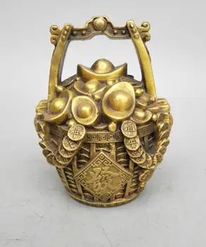 

China's Seiko carving pure brass coin barrel form wealth statue