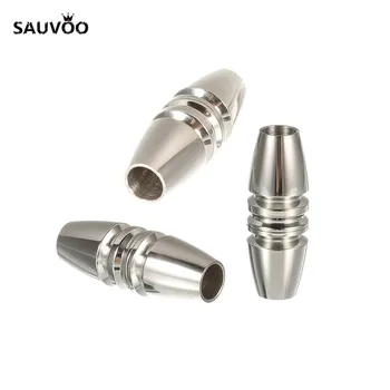 

SAUVOO Silver Tone Stainless Steel Strong Magnetic Clasps End Caps Connectors Fit 5mm Leather Cords Bracelet DIY Findings F5433