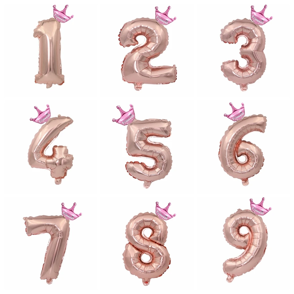 1 компл. 32 дюймов золото/серебро/розовое золото фигурки Корона фольга поплавок воздушный надувной шар для мальчиков и девочек DIY День рождения украшения - Цвет: Pink Rose Gold