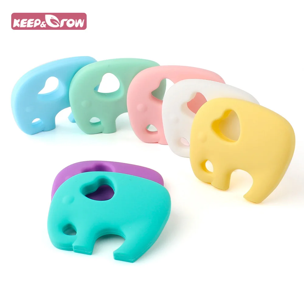 

Keep&Grow BPA Free 5Pcs Elephant Shaped Baby Teethers Baby Teething Toys Food Grade Silicone For Nursing Pacifier Chain Making