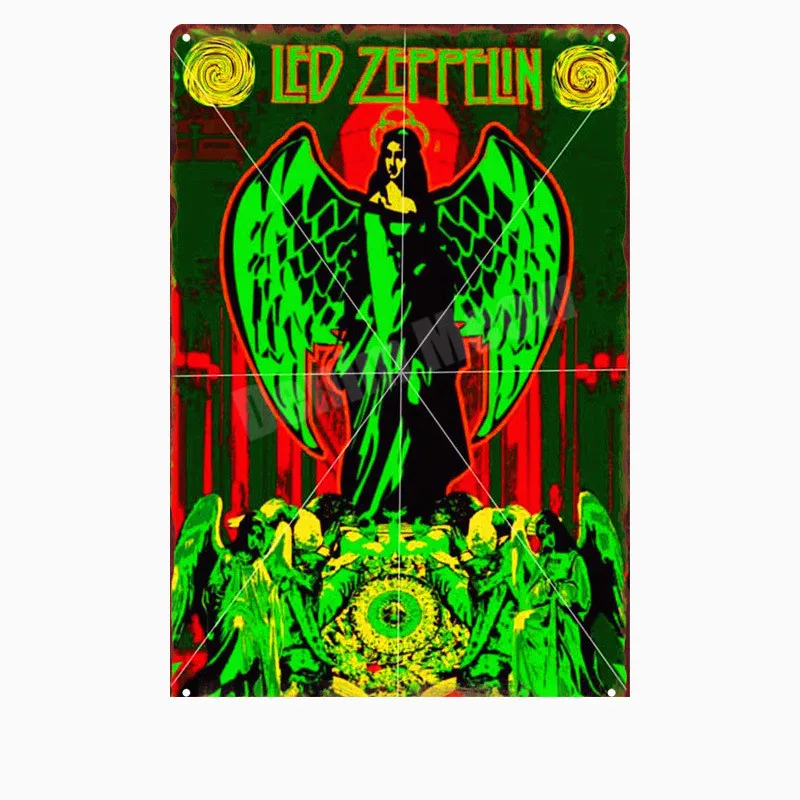 Led Zeppelin винтажная металлическая жестяная вывеска для паба бара кафе декоративная тарелка рок-группа железная наклейка музыкальная настенная живопись Домашний декор N281 - Цвет: E