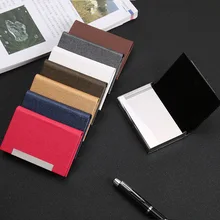 Wholesale Men Card Holder PU Leather Bank Name Business Card Case Classic Style Handy Card Box High Quality Credit Card Holder business style pu aluminum alloy name card holder case silver brown