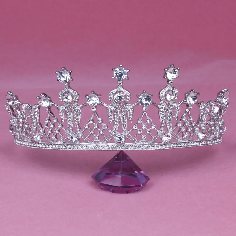 Bridal Tiaras Crowns Headband Crystal Rhinestone Pageant Bride Hair Accessories Pearl Wedding Crown (1)