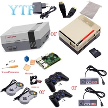 Nespi nes caso escudo + raspberry pi 3 4 b 16g cartão ventilador 2pcs gamepad adaptador de energia da ue dissipador de calor cabo kit raspberry pi