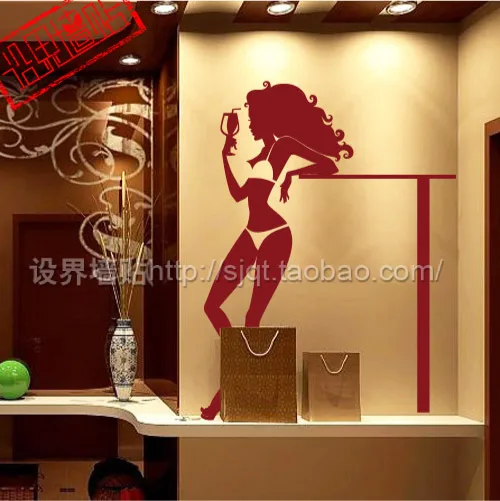 Sexy beauty decoration bar/sticker/pretty girl billiards room KTV decorative stickers/glass stick