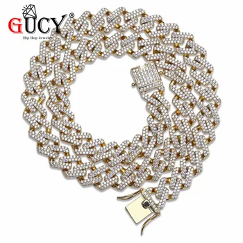 

Hip Hop 16-30inch Cuban Chain Necklace All Iced Out Cubic Zircon Micro Pave Link Chain Statement Necklaces Men's Jewelry Gift