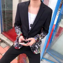 Куртка с принтом, костюм, мужской тонкий красивый костюм с длинными рукавами, куртки, мужская куртка для волос, осенняя новая Корейская версия