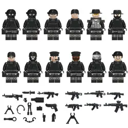 Новых 12 моделей полковой полиция город полиции маска пуленепробиваемая одежда пояса Военные детские строительные блоки человекоподобные