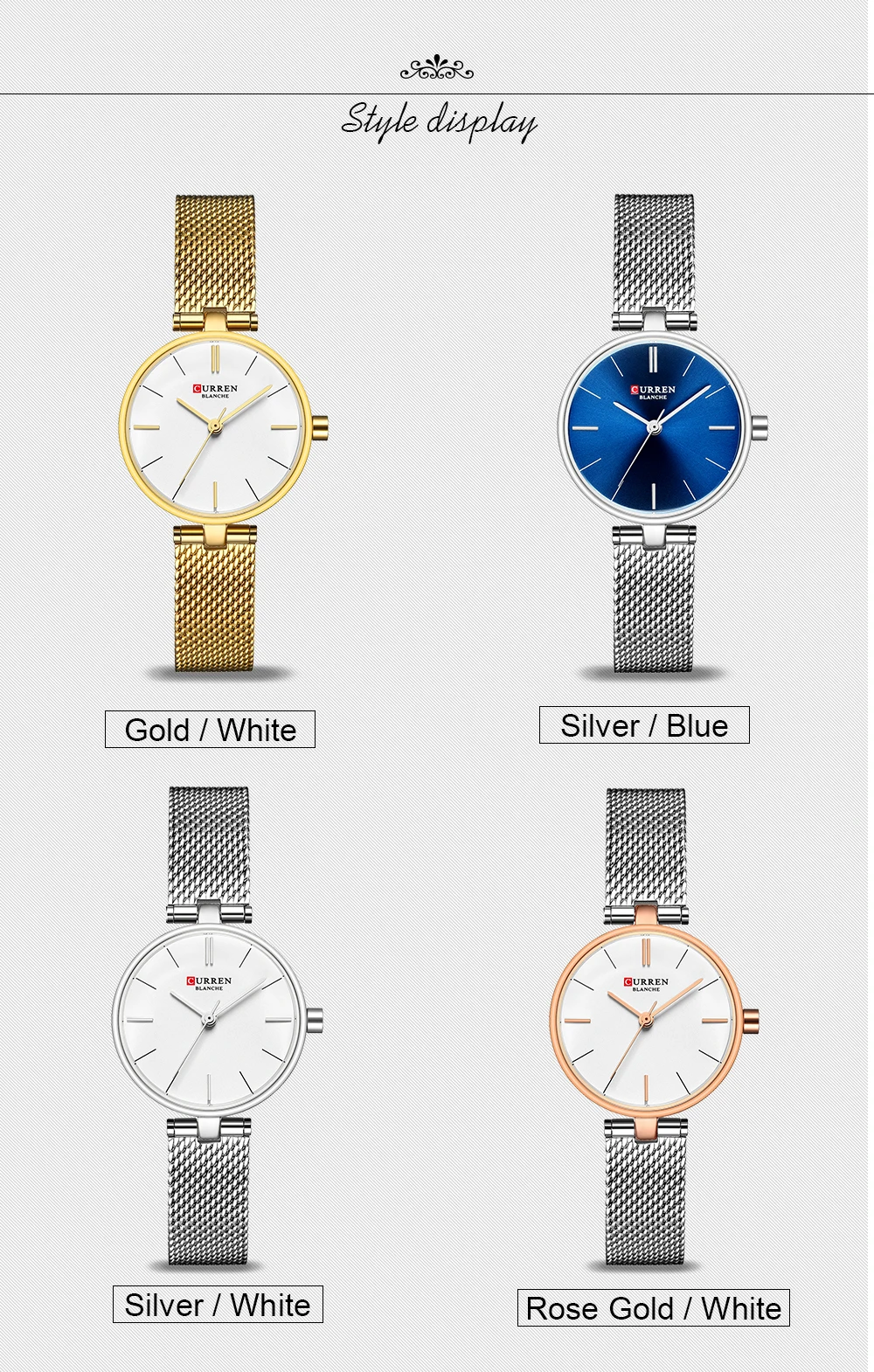 CURREN, Простые аналоговые кварцевые часы для женщин, нержавеющая сталь, сетка, наручные часы, женское платье, браслет, часы, женские часы, подарок