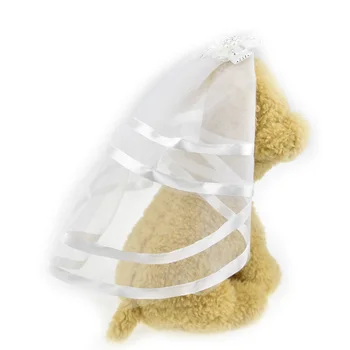 

Veil for Dogs with bow small Dog Pet Cat Wedding veil dress Bride Dog Costume White Tulle Veil dog wedding hair accessory