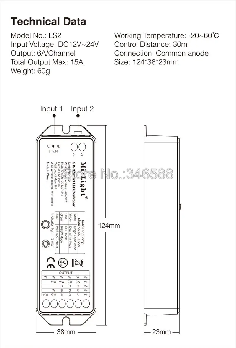 Mi. Светильник LS2 DC12V 24V 15A 5 в 1 Smart 2,4G беспроводной светодиодный контроллер для одноцветных, CCT, RGB, RGBW, RGB+ CCT светодиодных лент