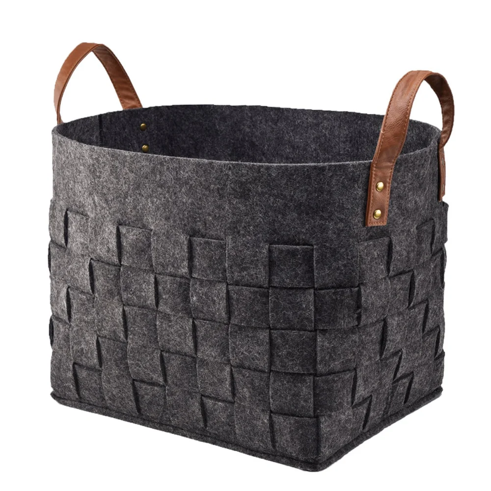 

Handmade Foldable Storage Basket Rectangular Felt Fabric Storage Box Toys Clothes with Handles Large Organizer Baskets