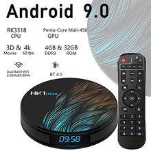 ТВ-бокс HK1 Max Android 9,0 4 Гб ОЗУ 64 Гб ПЗУ RK3318 четырехъядерный Ультра HD двойной Wi-Fi Bluetooth глобальная HDMI медиа плеер Smart tv Box