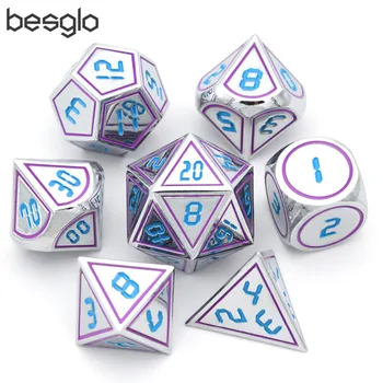 

DND Polyhedral Metal Game Dice with Black Drawsting Pouch for Dungeons and Dragons DND RPG MTG Table Games D4 D6 D8 D10 D12 D20