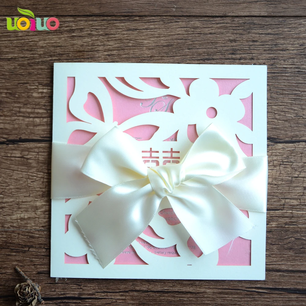 Diy Customzied Inc155 Fold Laser Cut Pocket Wedding Invitations