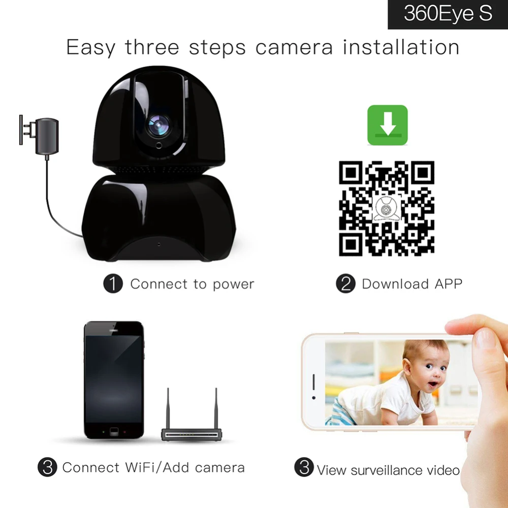 

Baby Monitor 1080P Wireless IP Camera 360 Panorama Home WiFi Security Cam Night Vision 24h Portable Camera Baby
