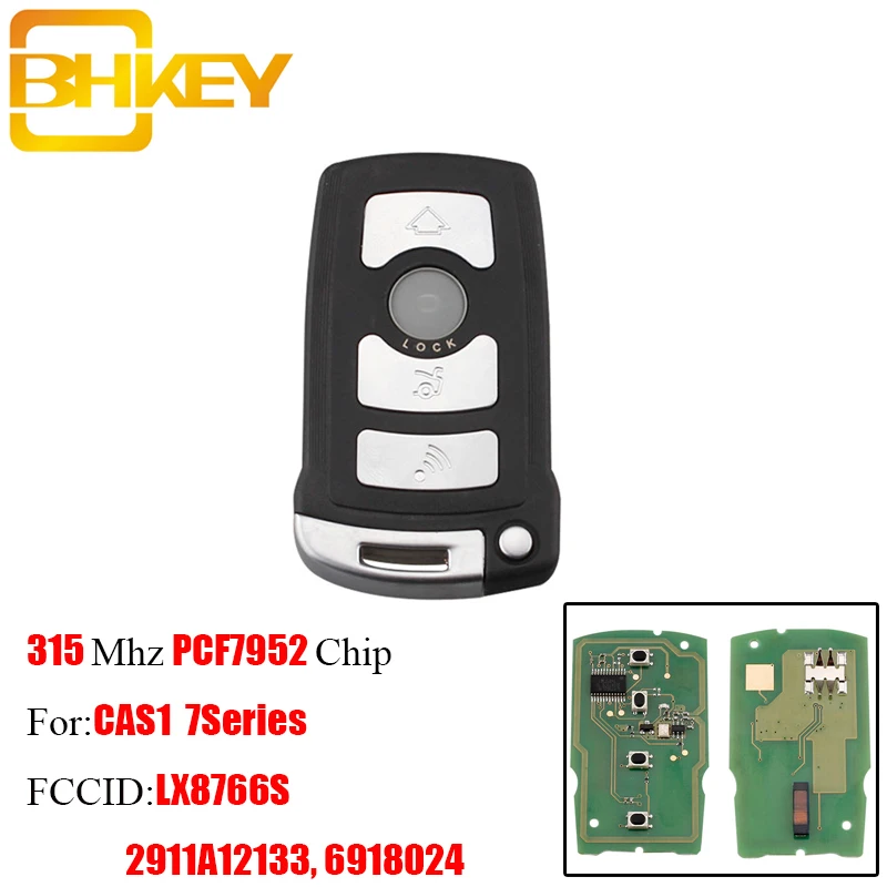 

BHKEY 4Button Replacement Smart Remote Key Keyless Fob For BMW CAS1 7Series 315Mhz For BMW 7 Series E65 E66 E38 E39 CAS1 LX8766S