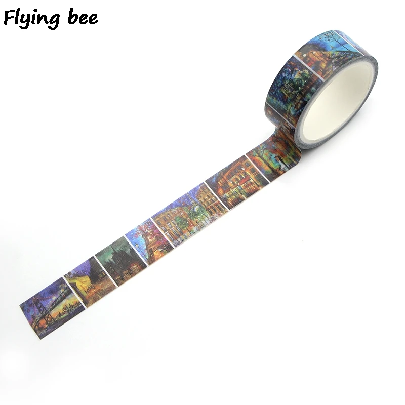 Flyingbee 15mmX5m Бумага васи лента Ван Гог живопись клейкая DIY Скрапбукинг стикер