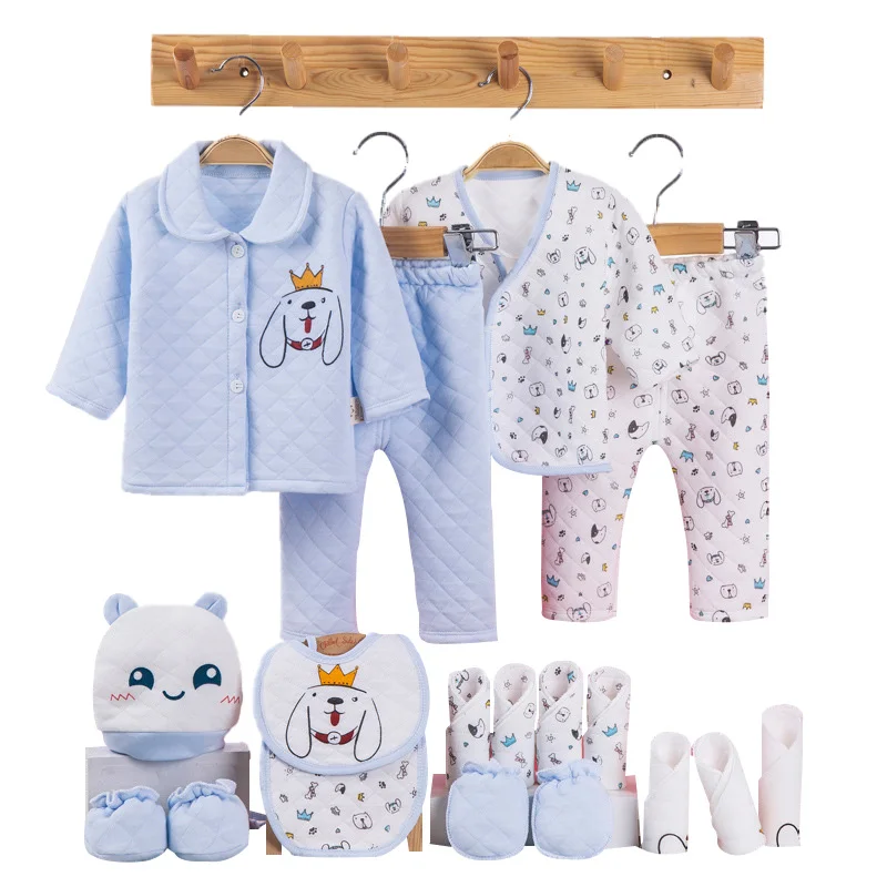 Одежда для маленьких девочек с героями мультфильмов; зимняя хлопковая одежда для новорожденных; Одежда для новорожденных; подарок для новорожденных; комплект одежды для маленьких мальчиков; 3 цвета - Цвет: Blue baby set