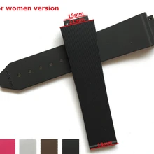 Warchband для Hublot женский резиновый ремешок водонепроницаемые часы с силиконовым корпусом полоса 15*21 мм 18 мм логотип на ремешке Бабочка Пряжка