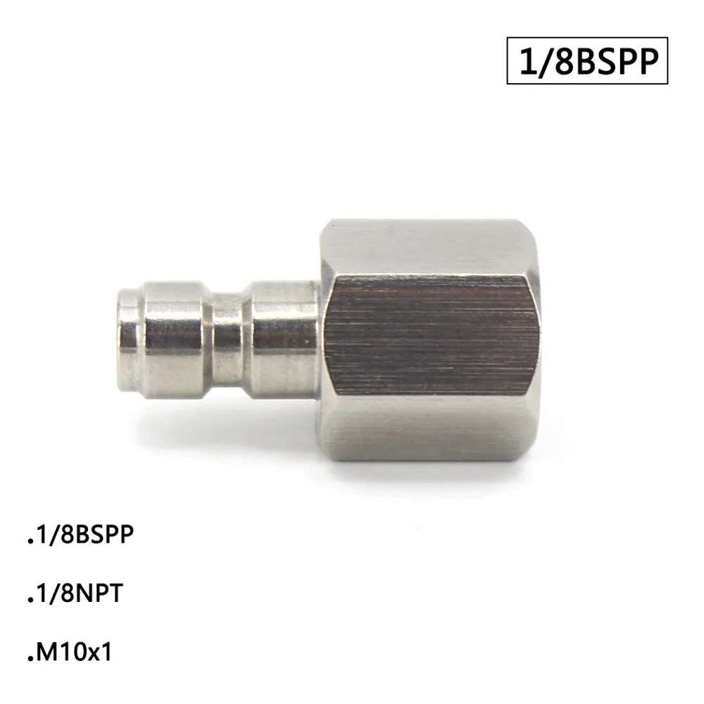 

PCP Airforce Paintball High Pressure Quick Female Plug 1/8BSPP 1/8NPT M10x1 Stainless Steel Air Filling 8mm Coupling Socket