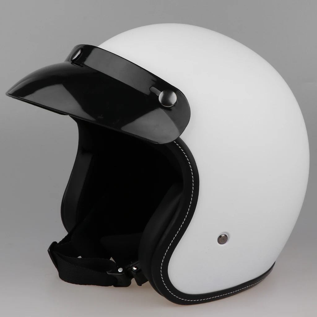 Мотоцикл с открытым лицом мотоциклетный полушлем с солнцезащитным щитом быстросъемный ремень прочный шлем комплект дропшиппинг XL теплый белый