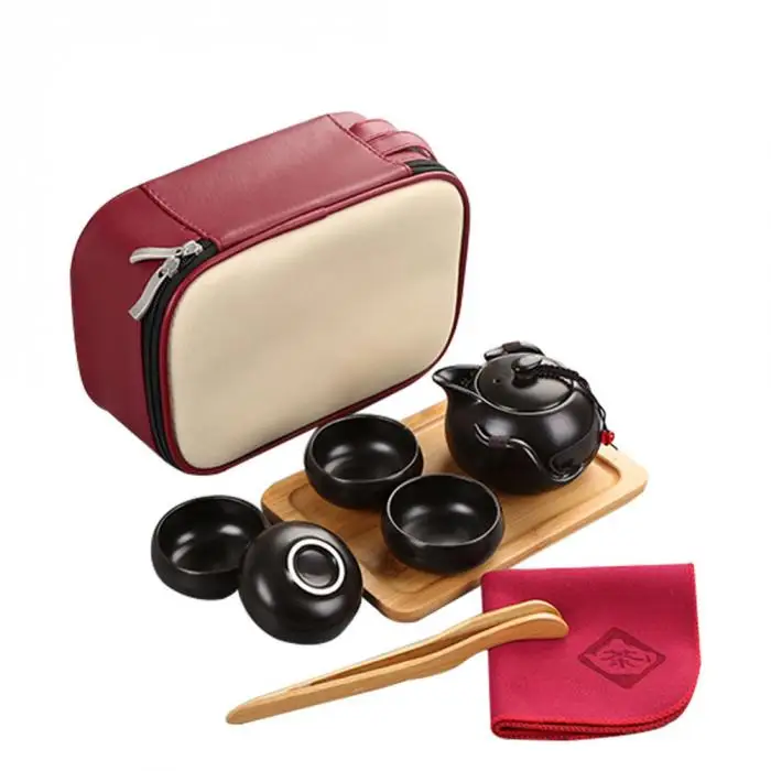 Портативный керамический набор чашек винтажный кунг-фу чайная кружка лоток для горшков с сумкой для хранения для путешествий DC156