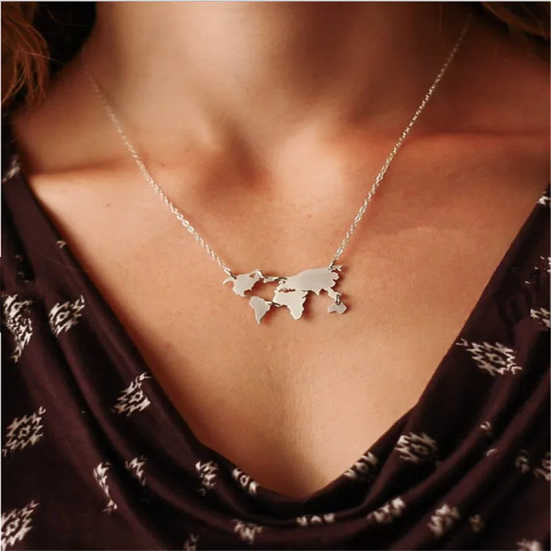 

10pcs_World Map Necklace Globe Necklace For World Travel Gift For Wanderlust -World Traveler