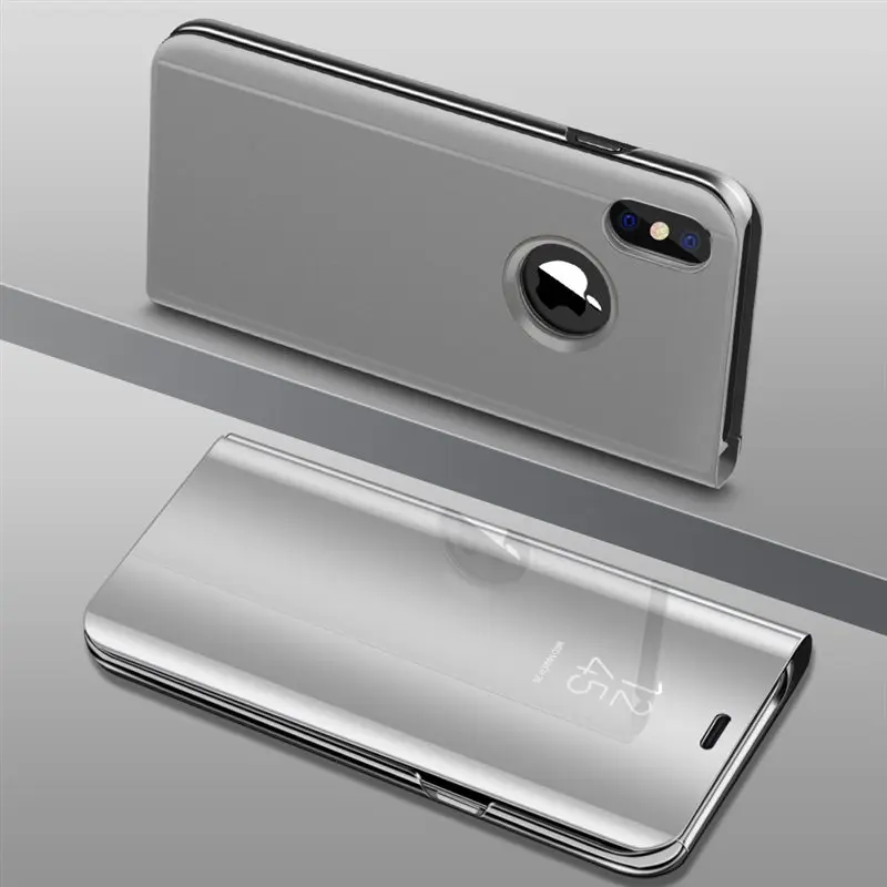 

For iPhone XR XS Hand Shell for iPhone 6 7 XR MAX 8 PLUS 6S PLUS 7PLUS Mirror Flip Protect Case Electroplate Sheath For iPhone X