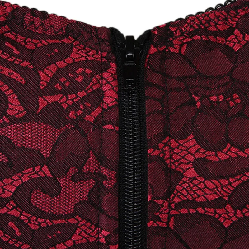 PlusMiss Plus Size Zipper Sexy Lace Gothic Steampunk Corsets X Boned Body Shaper Corselets Overbust Bustier Waist Cincher Ladies