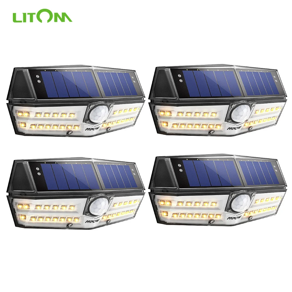 

4 Pack LITOM 30 LED Solar Wall Light Lamp Outdoor Motion Sensor Waterproof Wide Angle Super Bright Light Lampe Solaire Exterieur