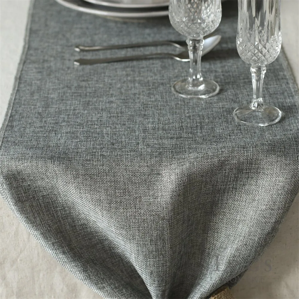 

Gray Khaki Imitated Linen Table Runner Nordic Simple Style for Wedding Event Table Cloth Desk Decoration 30*180cm/30*275cm
