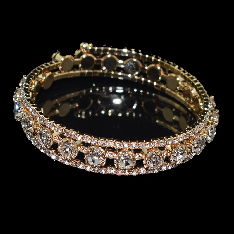 Silver Plated Crystal Rhinestone Bracelets & Bangles for women Adjustable Wedding Jewelry Gifts