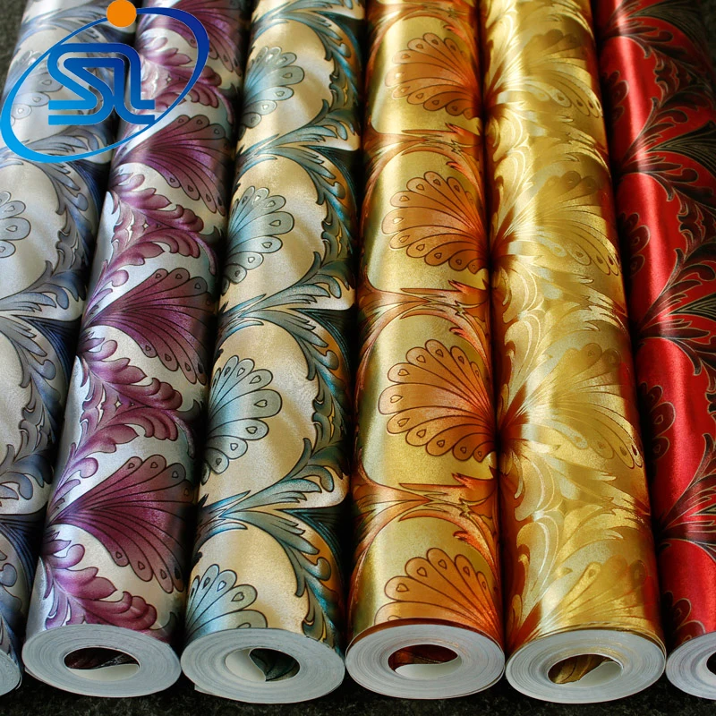 Free shipping peacock gold foil wallpaper wall paper 3d wallpaper papel