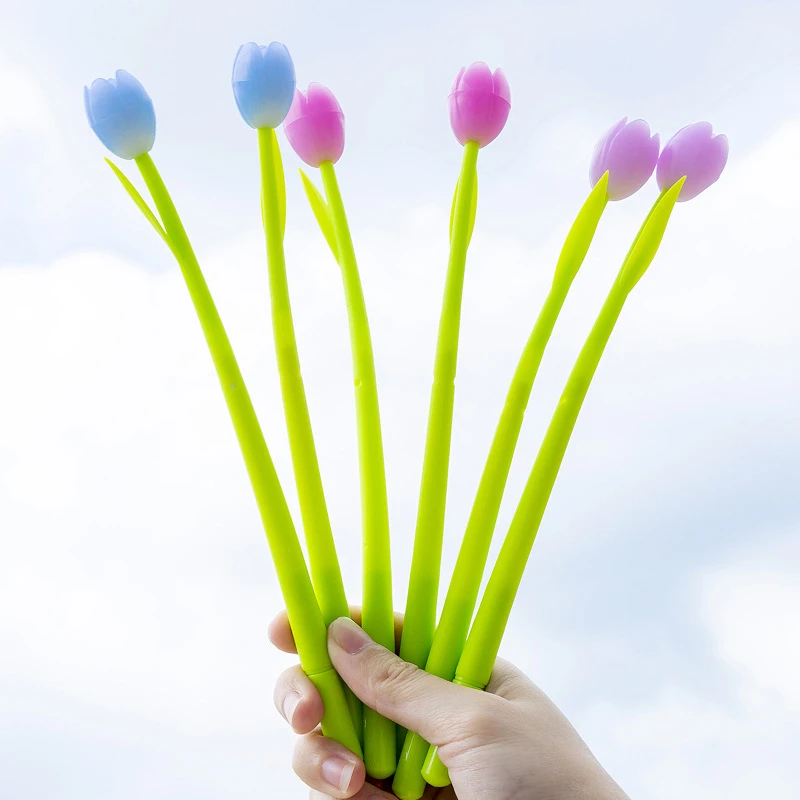 

Creative Discolor Tulip Gel Pen Kawaii Cute Flower Novelty Girl Gift School Office Stationery Supplies sweet pretty lovely funny