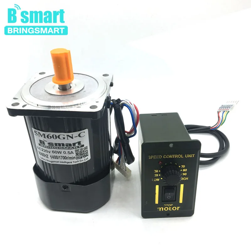 Bringsmart 5M60GN-CC 220V 60 Вт моторный накопитель переменного тока небольшого машинного оборудования высокого Скорость производительный электромотор переменного тока Регулируемый Скорость мотор