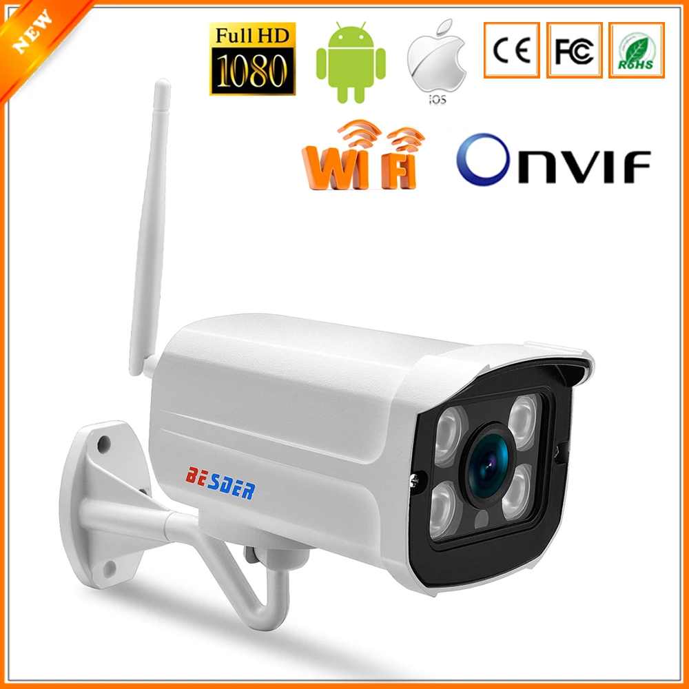 

BESDER Aluminum Metal Case Security Video IP Camera Wireless 1080P P2P RTSP Chrome Interface CCTV Camera IP Wi-fi SD Card Slot