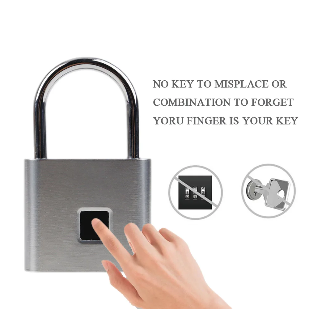 

USB Rechargeable Smart Keyless Fingerprint Electric Lock IP65 Waterproof Anti-Theft Security Padlock Door Luggage Lock