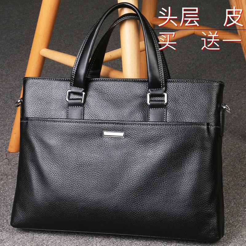 

Korean Fashion Style Genuine Leather HandBag Horizontal Shoulder Messenger Bags Natural Cow Leather Business Briefcase