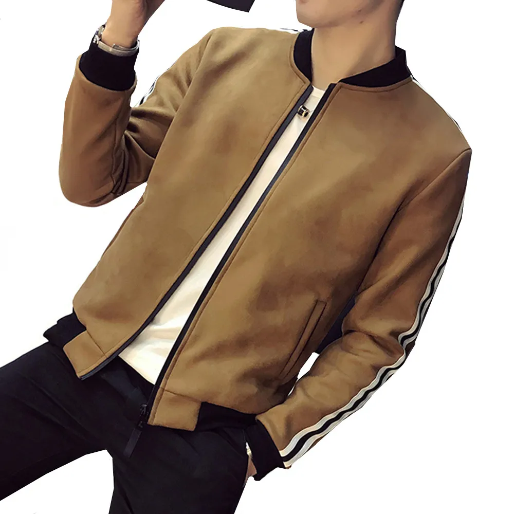

2018 Spring Autumn New Youth Fashion Street Men Korean Slim Suede Jacket Male Wild Hot Classic Style Baseball collar Coats