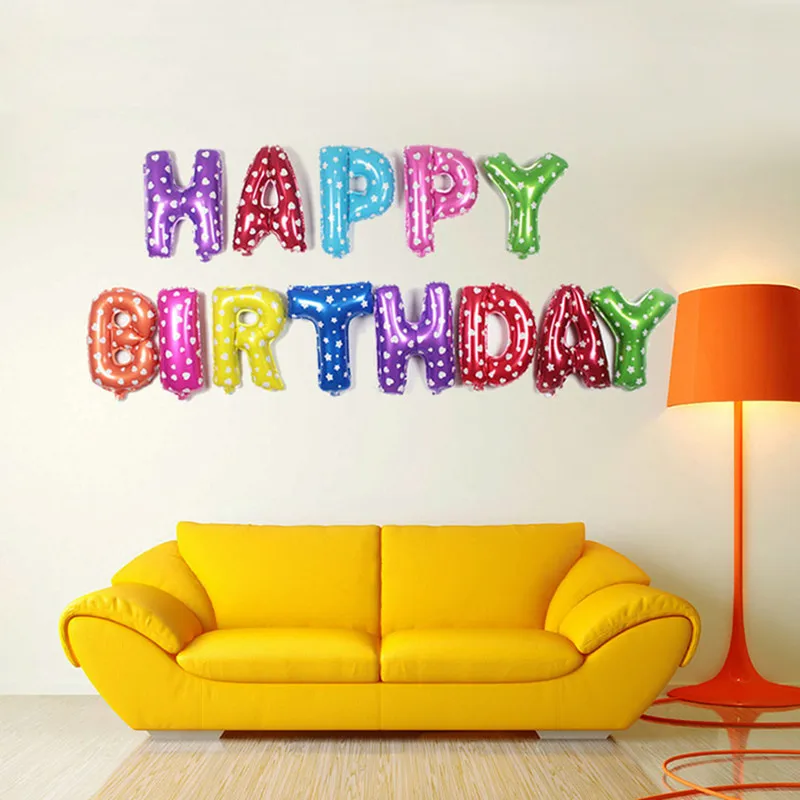 16 дюймовые разноцветные воздушные шары с буквенным принтом с днем рождения, мини воздушные шары из фольги радуги с улыбающимся лицом, Детские вечерние шары с днем рождения