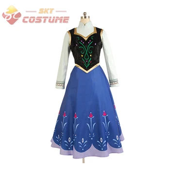 

Hot Movie Elsa Anna Dress Costume Without Cloak Halloween Pary For Adult Women Party Cosplay Costume