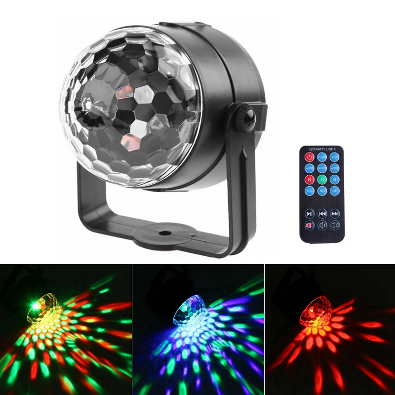

DJ Disco Crystal Magic Ball LED Stage Light Voice-activated Laser Projector RGB Stage Lighting Family Party KTV Decor Lamp